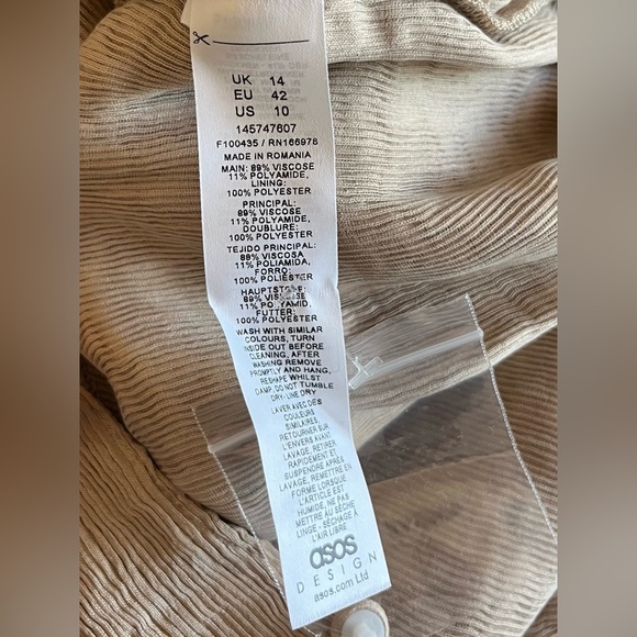 ASOS Design Size US 10 Asymmetric Drape Cut-Out Mini Dress Mocha - Picture 12 of 13